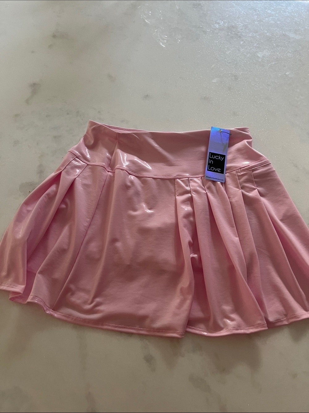 Lucky in Love Light Pink Pleated Skater Skirt